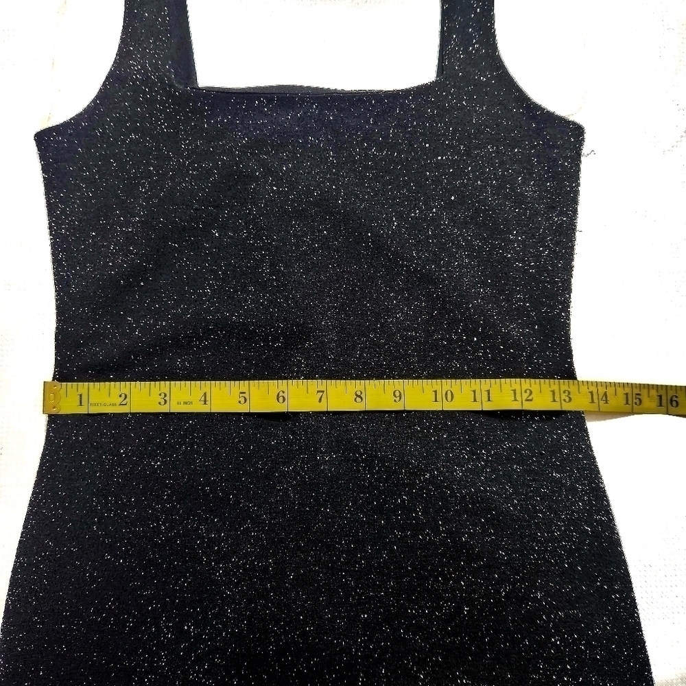 Poison Ivy Black Metallic Sparkle Midi Black Dress - Picture 2 of 8